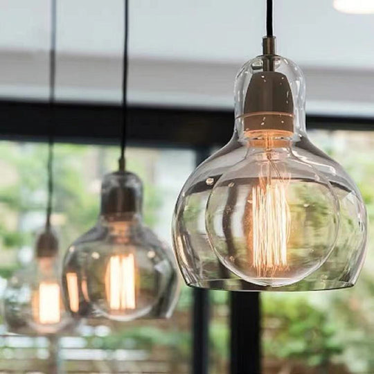Contemporary Gourd Glass Pendant Light Fixture For Lounge