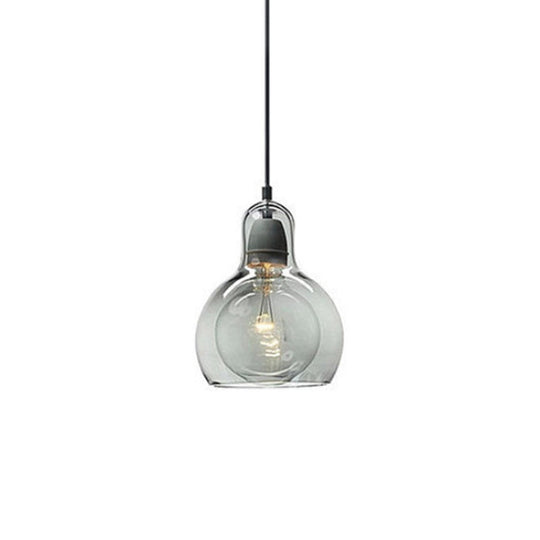 Contemporary Gourd Glass Pendant Light Fixture for Lounge Smoke Gray / 4.5’’