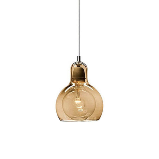 Contemporary Gourd Glass Pendant Light Fixture for Lounge Amber / 7’’