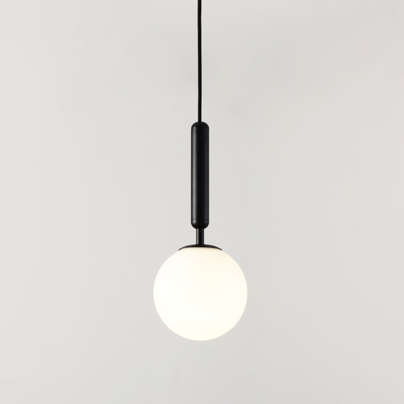 Contemporary Glass Pendant Light - Spherical Design For Lounge Black / Milk White