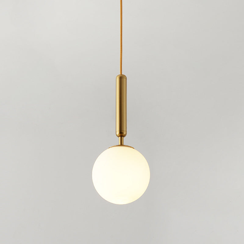 Contemporary Glass Pendant Light For Lounge Gold / Milk White