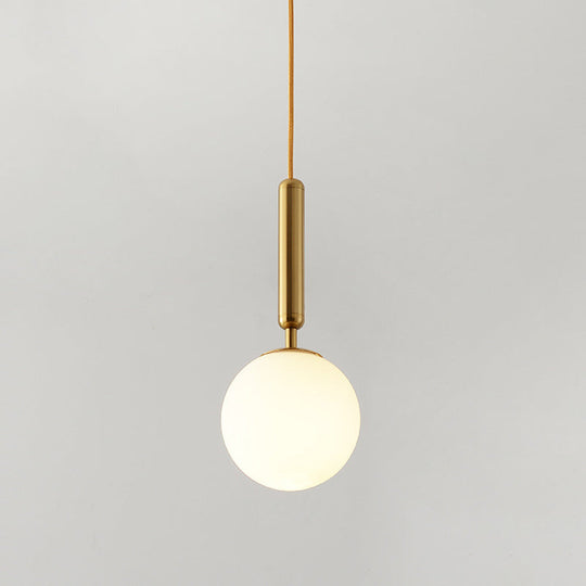 Contemporary Glass Pendant Light For Lounge Gold / Milk White