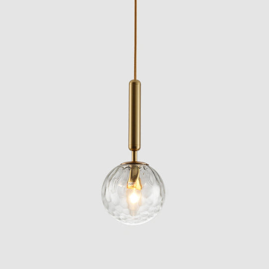 Contemporary Glass Pendant Light For Lounge Gold / Clear