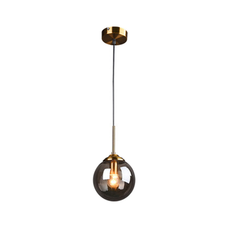 Minimalist Glass Sphere Pendant Light Fixture For Modern Indoor Ceiling Lighting Smoke Gray / Round