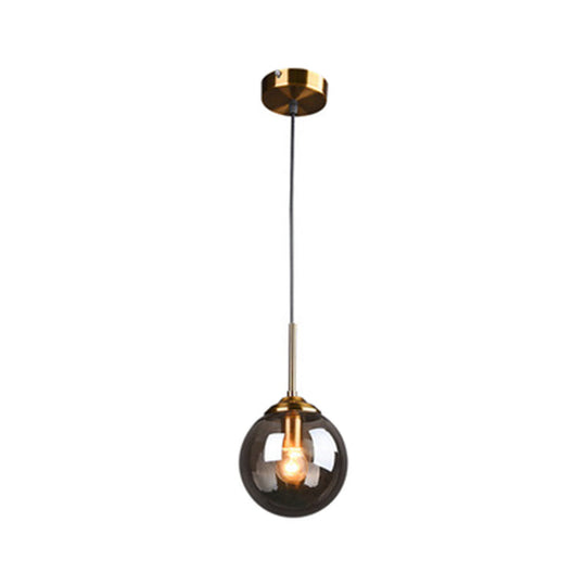 Minimalist Glass Sphere Pendant Light Fixture For Modern Indoor Ceiling Lighting Smoke Gray / Round