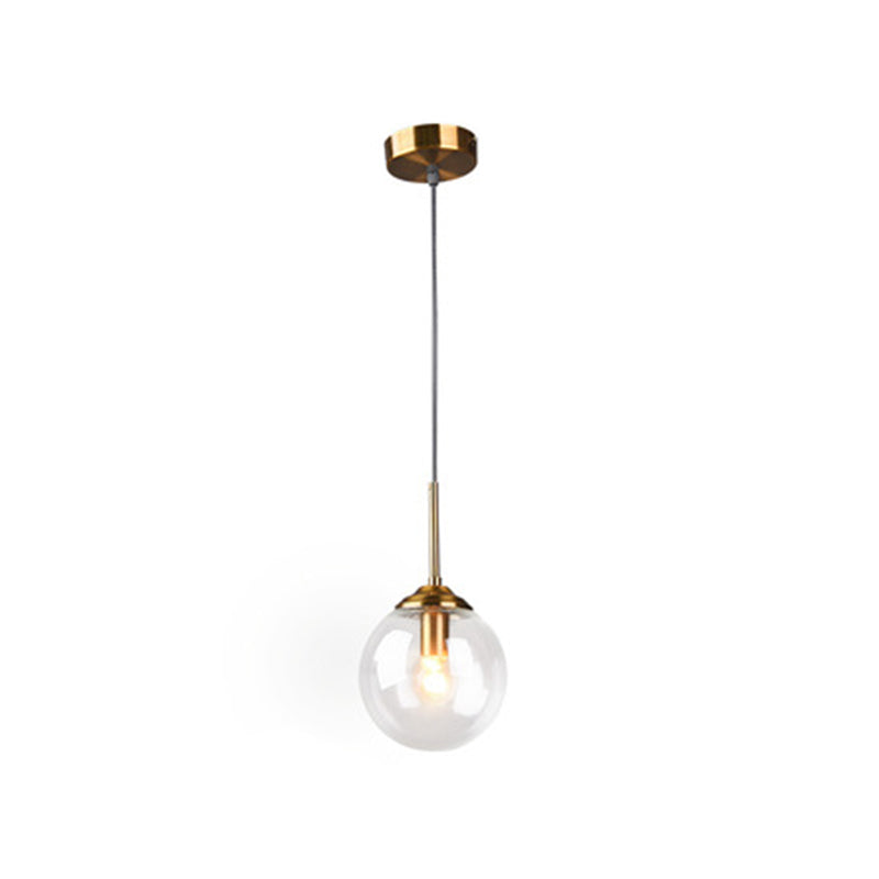 Modern Minimalist Glass Sphere Pendant Light Fixture For Indoor Ceiling Clear / Round