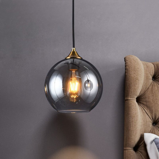 Modern Blown Glass Sphere Pendant Lights For Bedroom