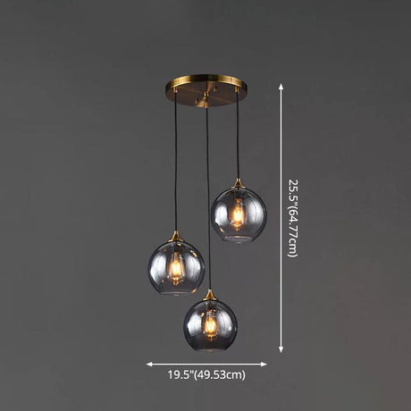 Modern Blown Glass Sphere Pendant Lights For Bedroom