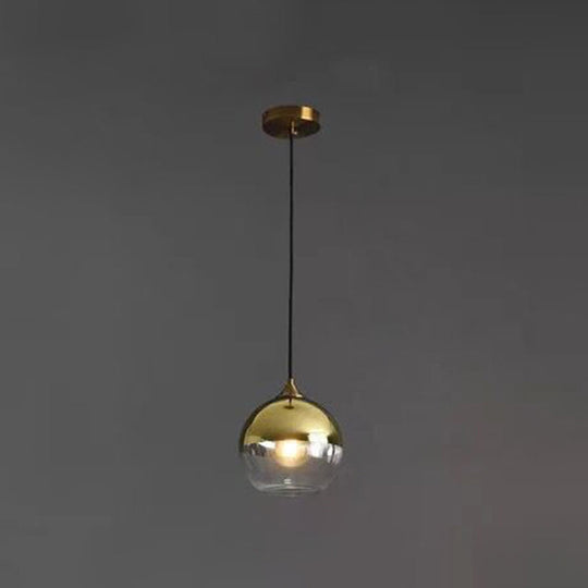 Contemporary Blown Glass Sphere Pendant Lights For Bedrooms Gold / Round