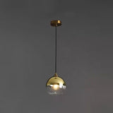 Modern Blown Glass Sphere Pendant Lights For Bedroom Gold / Round