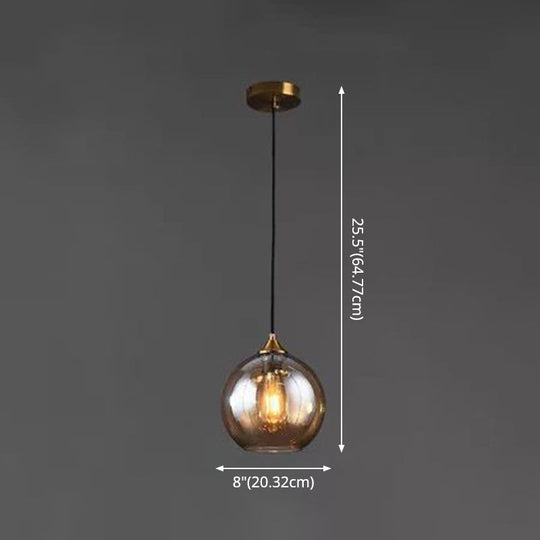 Modern Blown Glass Sphere Pendant Lights For Bedroom