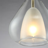 Modern Double Glass Teardrop Pendant Lighting - 1 Light Hanging For Living Room