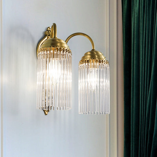 Simple Crystal Rod Wall Mount Light - Gold Sconce For Corridor