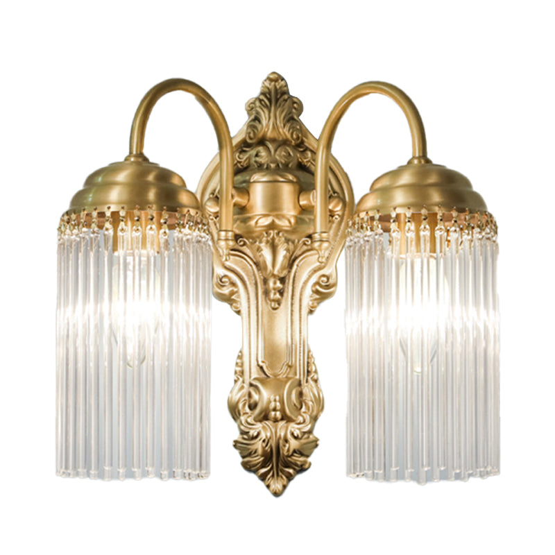 Simple Crystal Rod Wall Mount Light - Gold Sconce For Corridor