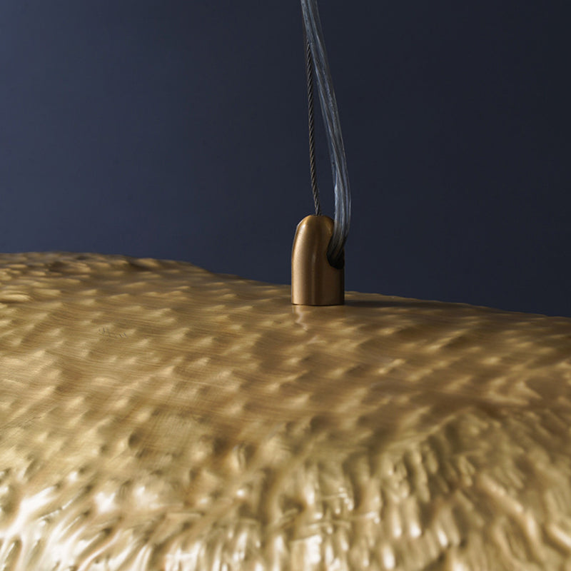 Mid-Century Gold Lotus Leaf Ceiling Pendant For Restaurants - 1 Light Metal Hanging Lamp