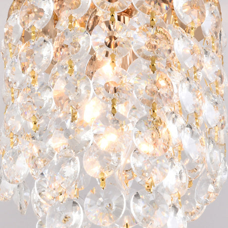 Golden Cylinder Crystal Semi-Flush Ceiling Light With Simplicity Design