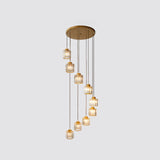 Modern Prismatic Crystal Pendant Light | Multi-Hang Ceiling Fixture For Stairways 9 / Gold