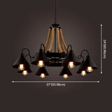 Black Rope And Metal Cone Industrial Hanging Chandelier Light - Art Design