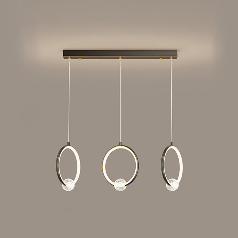 Modern Metal Led Ring Pendant Light - Stylish Indoor Lighting Fixture 3 / Black