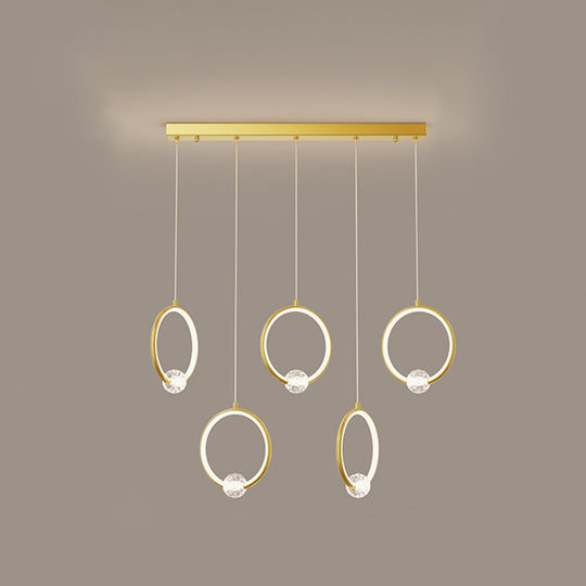 Modern Metal Led Indoor Pendant Light: Stylish Ring-Shaped Hanging Fixture 5 / Gold