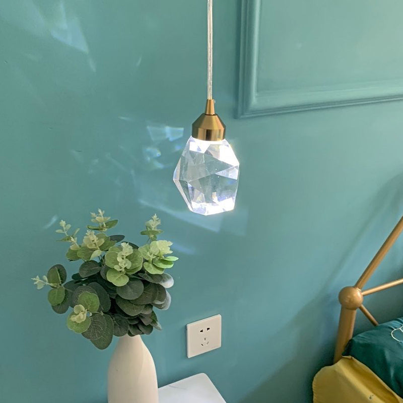 Gold Led Crystal Stone Ceiling Light For Modern Bedroom Suspension