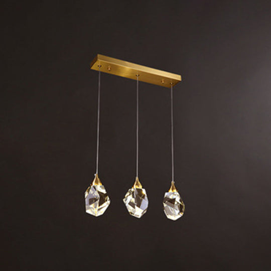 Gold Led Crystal Stone Ceiling Light For Modern Bedroom Suspension 3 / White
