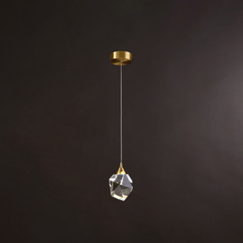 Golden Modern Stone Hanging Ceiling Light With Crystal Led: A Striking Bedroom Suspension Lighting