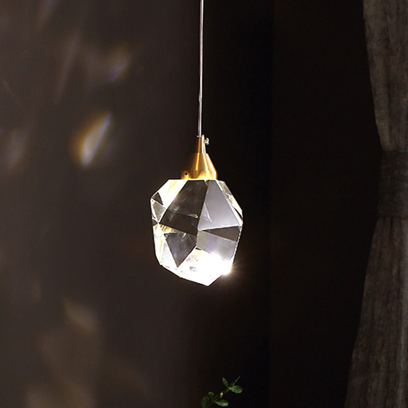 Gold Led Crystal Stone Ceiling Light For Modern Bedroom Suspension