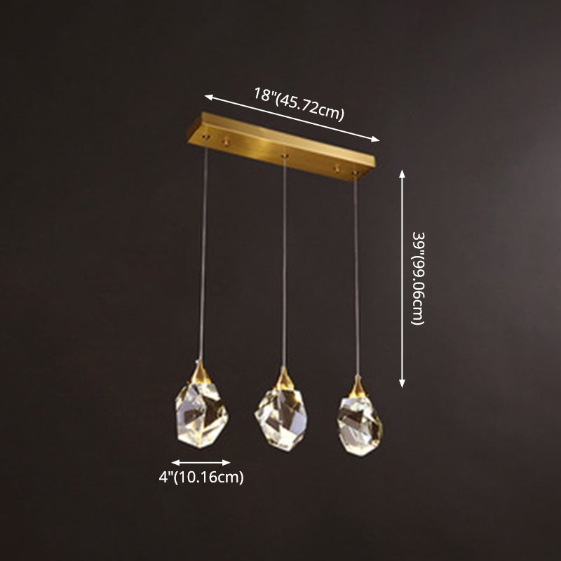 Gold Led Crystal Stone Ceiling Light For Modern Bedroom Suspension