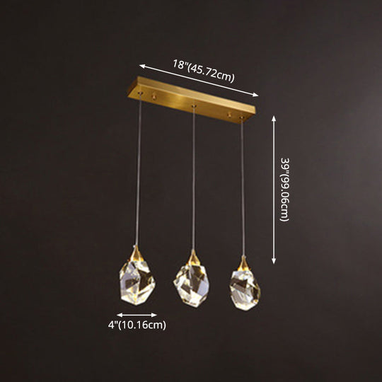 Gold Led Crystal Stone Ceiling Light For Modern Bedroom Suspension