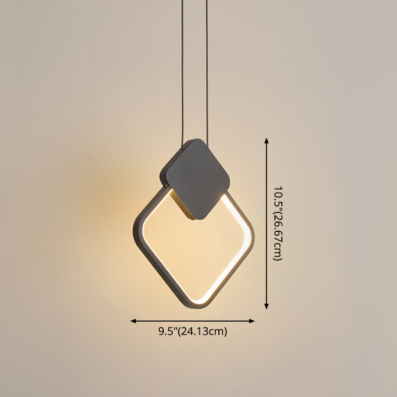 Contemporary Led Ceiling Pendant With Black Metal Ring - Bedside Lamps For Modern Bedrooms