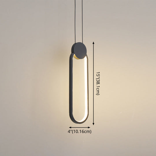 Minimalist Led Pendant Bedroom Lamps – Black Metal Ring Design
