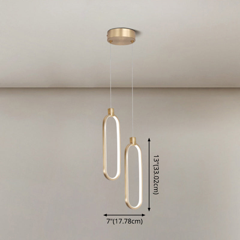 Gold Led Hanging Pendant Light For Bedroom With Metal Single Head And Small Ceiling Design