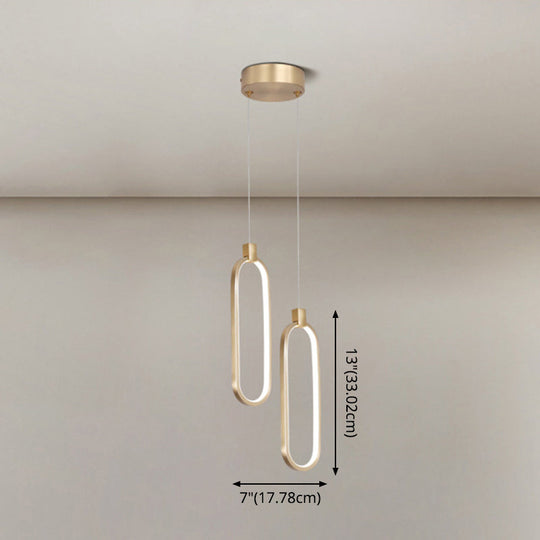 Gold Led Hanging Pendant Light For Bedroom With Metal Single Head And Small Ceiling Design