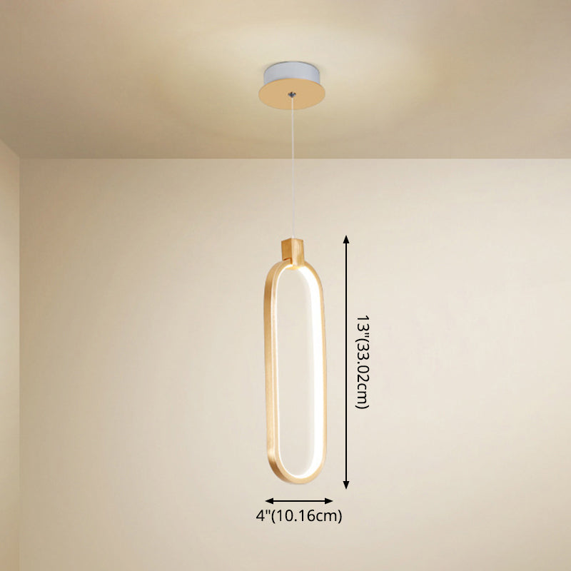 Gold Led Bedroom Pendant Light - Single Head Metal Ceiling Hanging