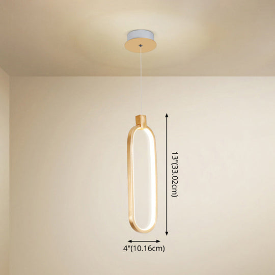 Gold Led Bedroom Pendant Light - Single Head Metal Ceiling Hanging