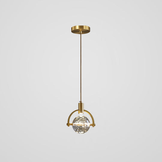 Modern Mini Crystal Pendant Light With Brass Finish For Living Room Bar And Coffee Shop Ceiling