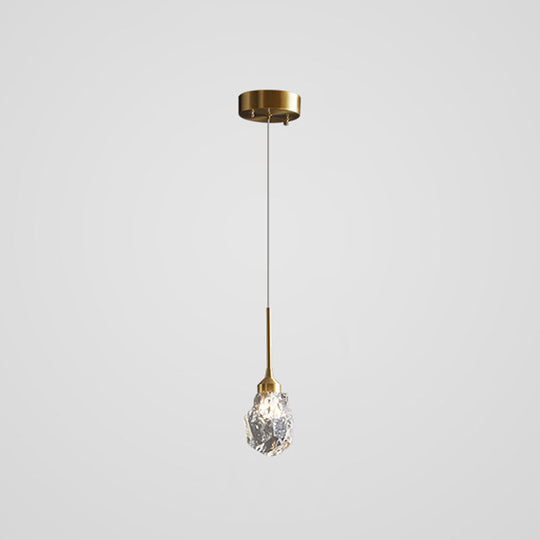 Modern Mini Crystal Pendant Light With Brass Finish For Living Room Bar And Coffee Shop Ceiling