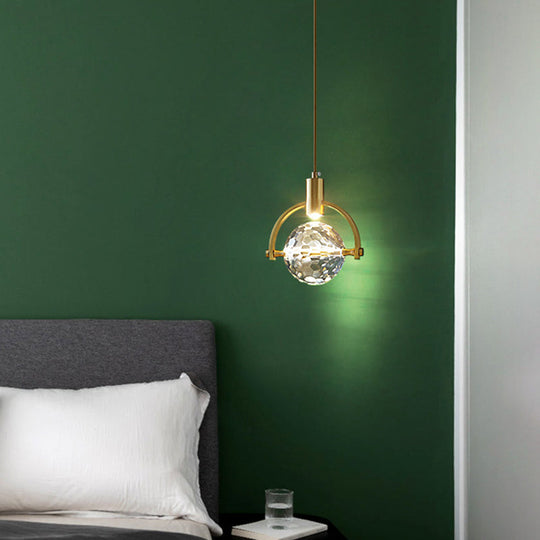 Mini Crystal Pendant Light With Brass Finish For Modern Living Spaces