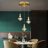 Modern Brass Crystal Pendant Light With Diamond Design - Led Bedroom Ceiling Lighting