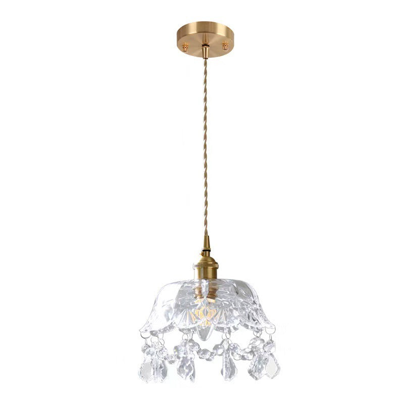 Mini Crystal Pendant Light With Brass Finish - Perfect For Coffee Shop Ambiance / Barn
