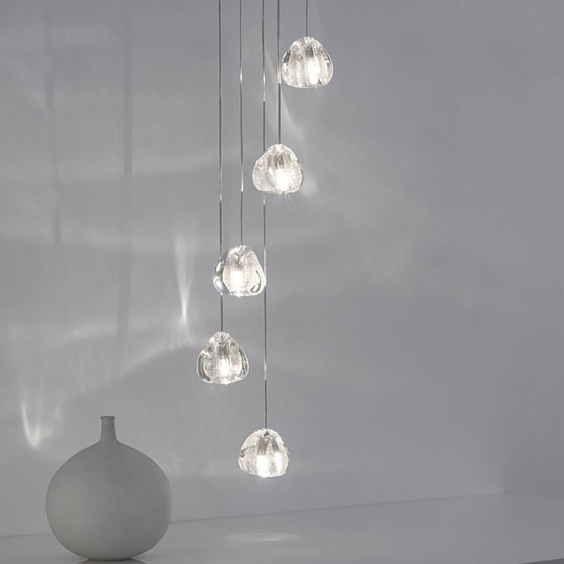 Bubble Glass Mini Pendant Light - Modern Nordic Design Led Round Stair Hanging Lamp