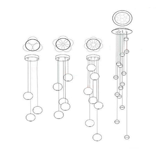 Bubble Glass Mini Pendant Light - Modern Nordic Design Led Round Stair Hanging Lamp