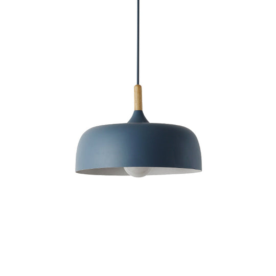 Modern Led Macaron Color Ceiling Pendant Light With Wood Lamp Socket Blue / 12