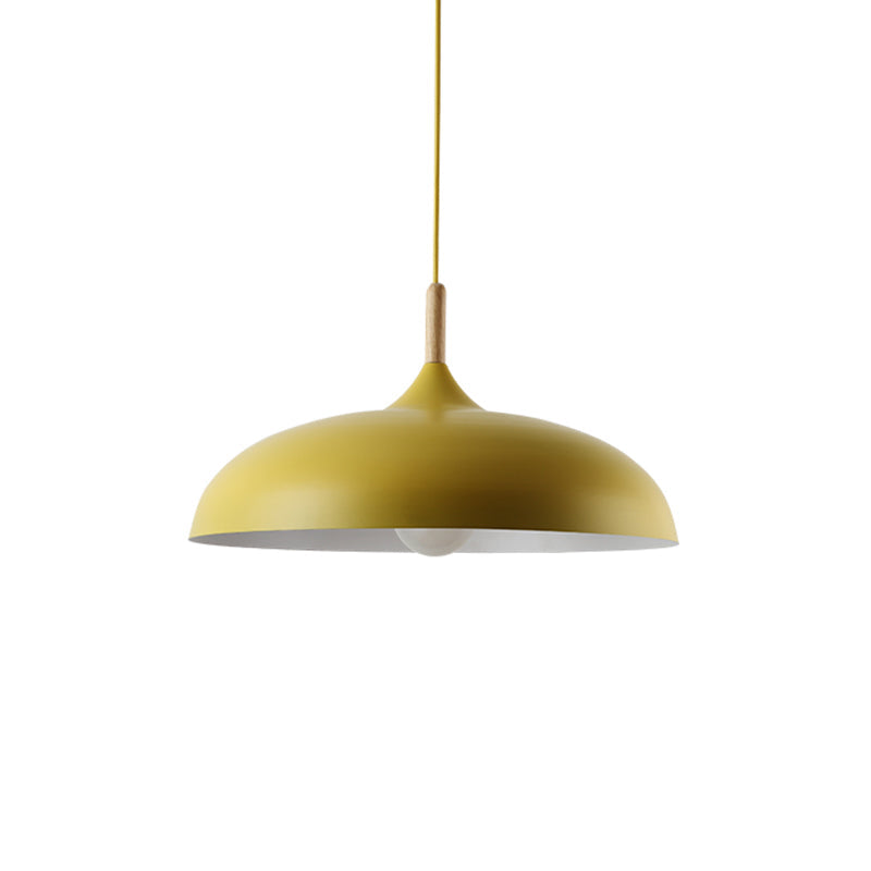 Modern Led Macaron Color Ceiling Pendant Light With Wood Lamp Socket Yellow / 18