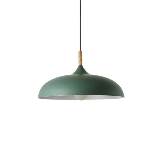 Modern Led Macaron Color Ceiling Pendant Light With Wood Lamp Socket Green / 18