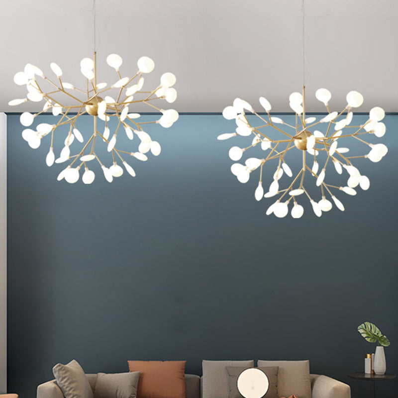 Firefly-Inspired Chandelier With Frosted Acrylic Shade - Perfect For Modern Living Rooms