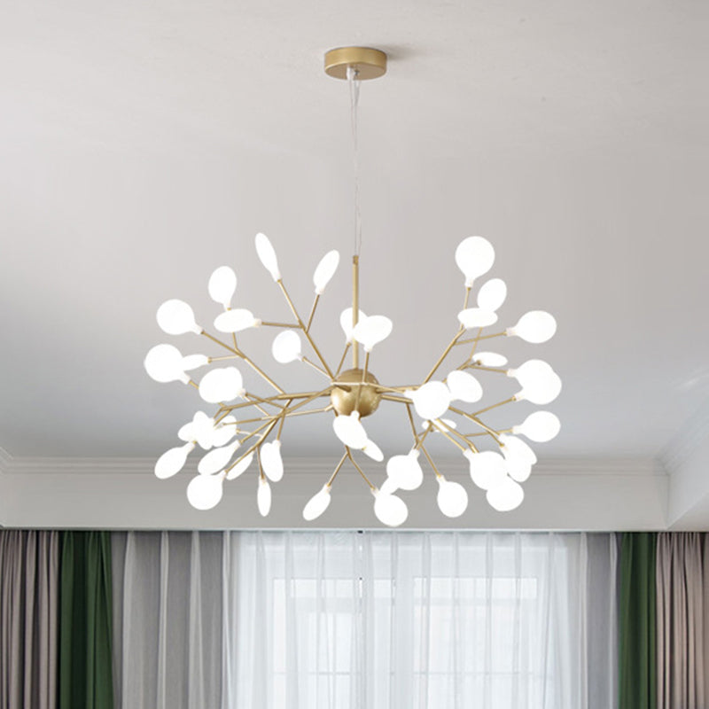 Firefly-Inspired Chandelier With Frosted Acrylic Shade - Perfect For Modern Living Rooms