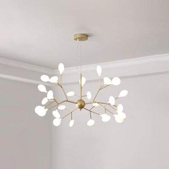 Contemporary Firefly Chandelier With Frosted Acrylic Lampshade For Living Room Ceiling 27 / Gold