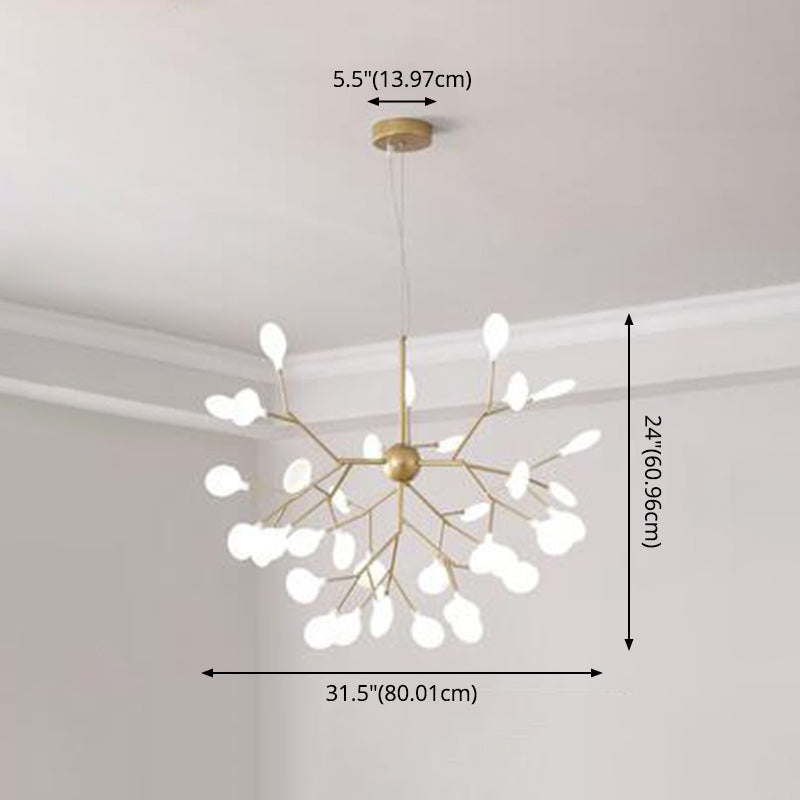 Contemporary Firefly Chandelier With Frosted Acrylic Lampshade For Living Room Ceiling
